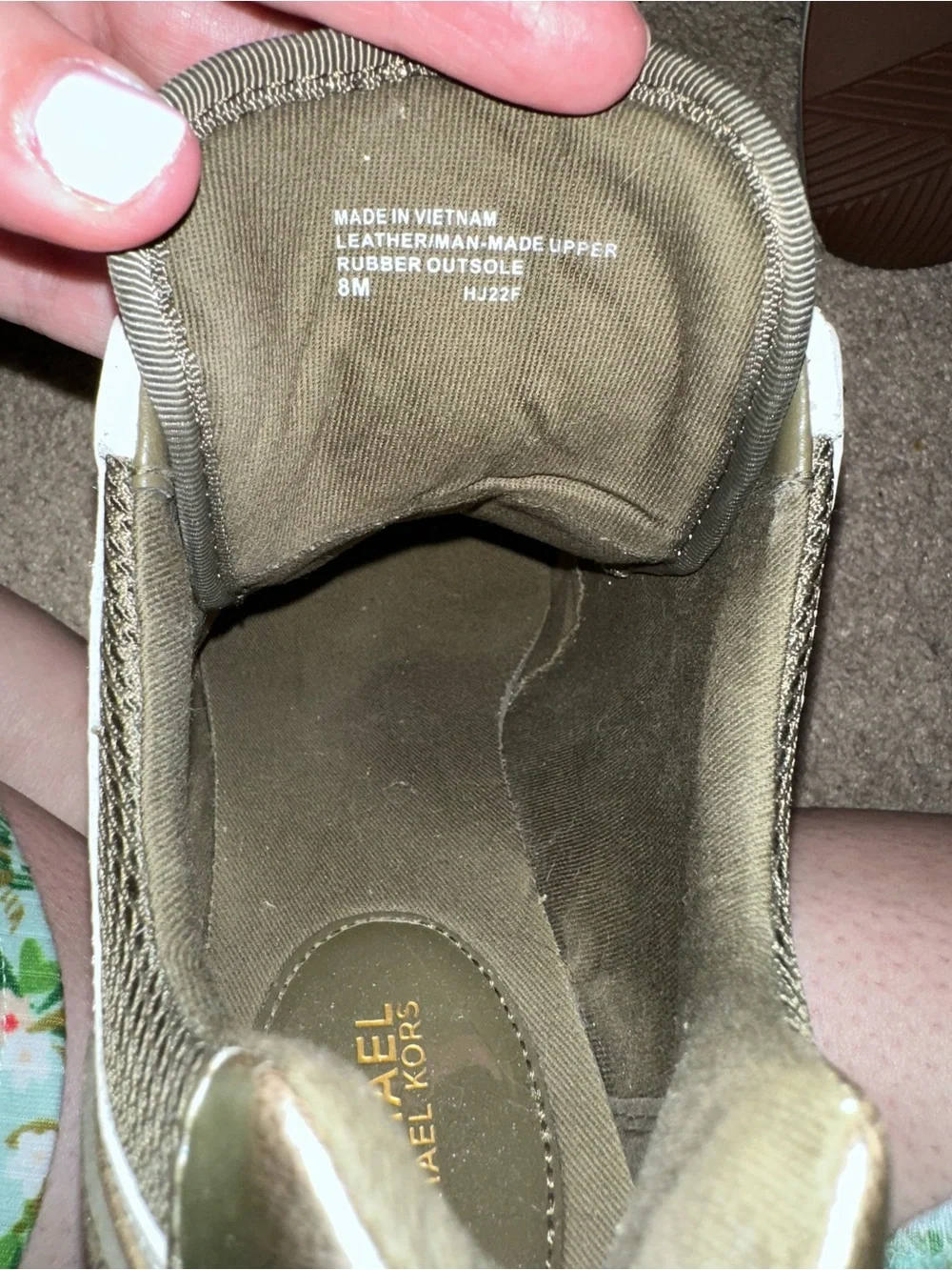 Michael Kors Olive and White Women's Fashion Sneakers